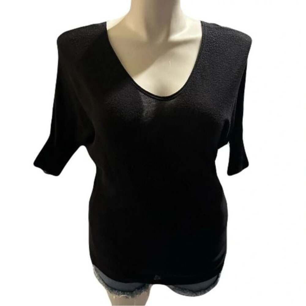 Express Black V-Neck Elbow Sleeve Top Size XS